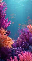 Obraz premium Vibrant Coral Reef, Underwater Wonders, Colorful Fish, Ocean Life, Marine Ecosystem, Aquatic Plants, Seabed Scenery, Vivid Colors, Deep Sea, Sunlit Depths, Tropical Paradise, Underwater Photography