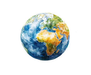 Dynamic earth natural environment watercolor global conceptual view isolated on transparent background
