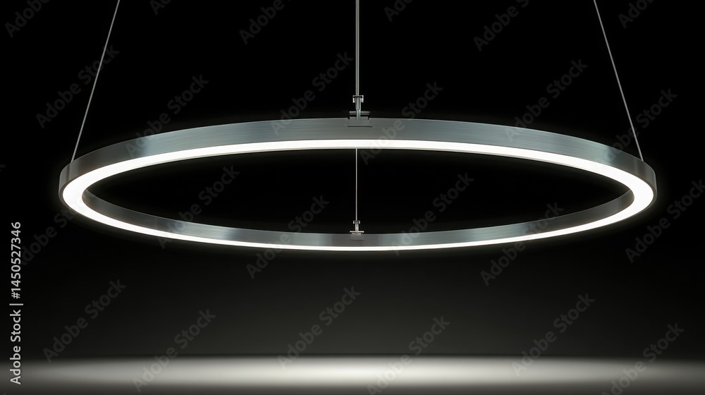 Poster circular light fixture illuminating a workspace with a bright glow creating an inviting atmosphere f