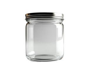 Empty glass jar display for storage solutions modern home clear design isolated on transparent background