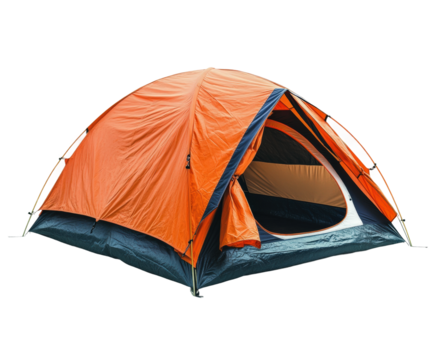 Camping adventure tent setup recreation camping gear nature ground level isolated on transparent background