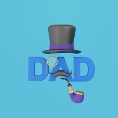 Father's Day 3D Illustration. Gentleman's Set. Male Holiday or Birthday. 3D Rendering.
