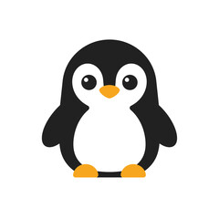 Cute penguin icon in flat style.