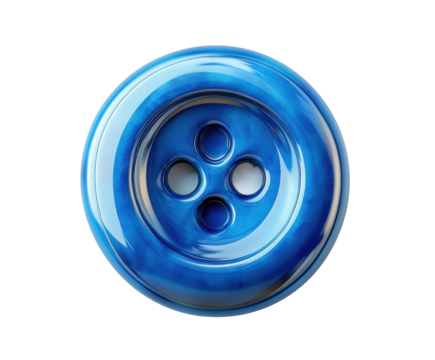 Creative crafting project beautiful blue button isolated on transparent background