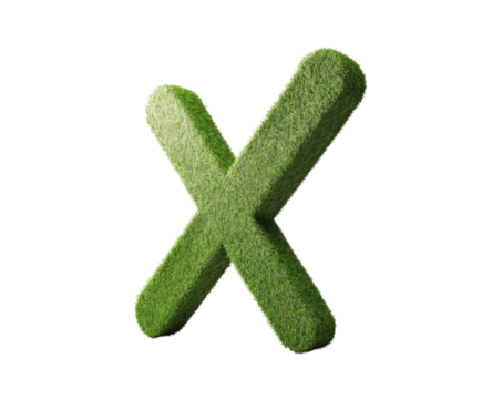 Creating green energy solutions using grass x shapes in urban environments isolated on transparent background