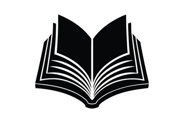 Minimalist Open Book Silhouette for School, Literature, and Knowledge Concepts Clean Vector Symbol Collection
