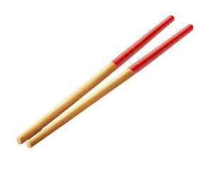 Drumming action with red drumsticks view rhythm isolated on transparent background