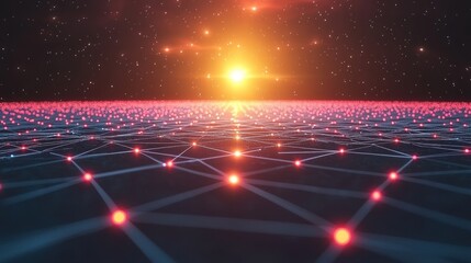 Network of glowing dots against starry backdrop