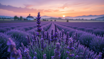 Fototapeta premium Lavender Fields Dusk Breath-taking Image
