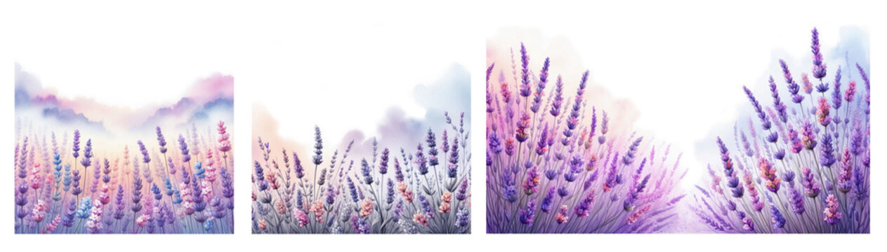 Illustrated background with lavender flowers.