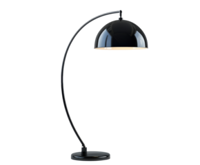 Stylish black floor lamp in modern interior home minimalist design isolated on transparent background