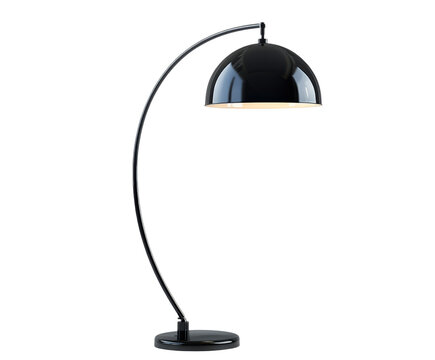 Stylish black floor lamp in modern interior home minimalist design isolated on transparent background