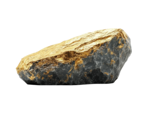 Mining gold ore unique rock formation natural environment perspective isolated on transparent background