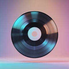 3D rendering of a single vinyl record. A modern, elegant aesthetic for music brands or advertising.