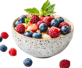 Fresh berry salad bowl kitchen food bright aesthetic presentation isolated on transparent background