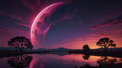 Naklejka premium Pink Moon Serenity