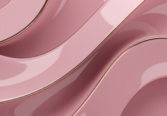 Abstract pink waves with golden lines background