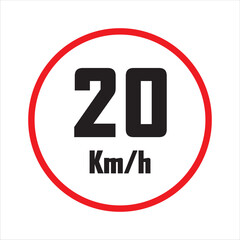 speed limit sign 20 km/h, traffic regulation, road safety, speed restriction, cautionary warning symbol