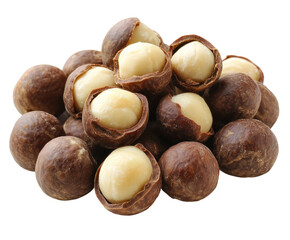 Delicious chocolate-covered macadamia nuts food natural isolated on transparent background