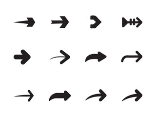 A clean and modern set of black arrow icons on a white background.