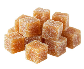 Sweet brown sugar cubes food view culinary delight isolated on transparent background
