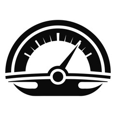 Flat speedometer icon in black silhouette vector format isolated on transparent background