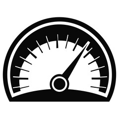 Simple speedometer silhouette logo icon vector illustration on transparent background for automotive dashboards and racing graphics