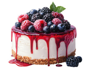 Decadent berry topped cheesecake bakery food bright delight isolated on transparent background