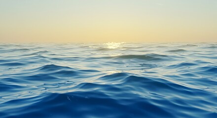 Obraz premium Serene Ocean Waves at Sunrise A Stunning Abstract Image of Calm Blue Water and Golden Sunlight