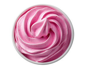 Delicious pink frozen yogurt ice cream shop food isolated on transparent background