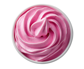 Delicious pink frozen yogurt ice cream shop food isolated on transparent background