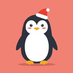 Cute penguin icon in flat style.