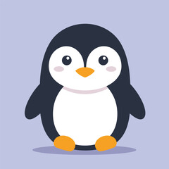 Cute penguin icon in flat style.