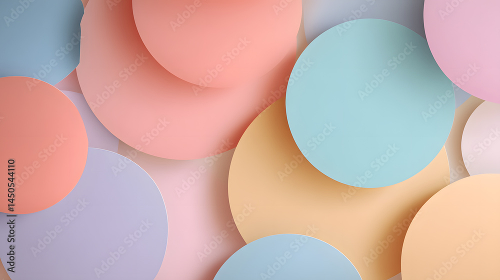 Poster a pastel symphony an abstract composition of soft circles creates a gentle and harmonious visual exp