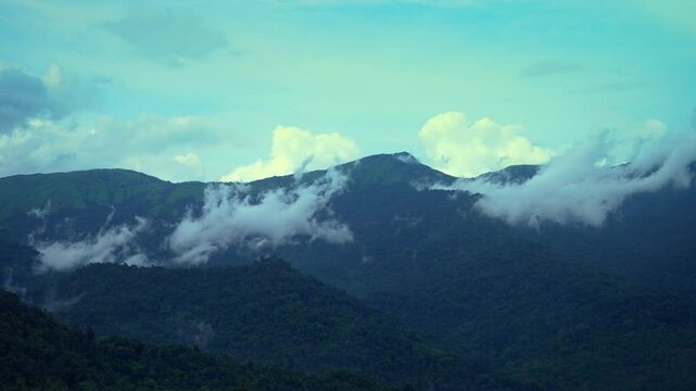  monsoon mist and clouds over mountain timelapse
