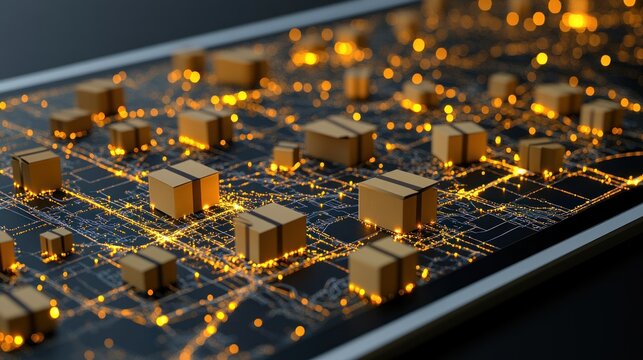 Global distribution network packages delivery e commerce logistics