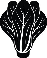 bok choy silhouette vector on white background 