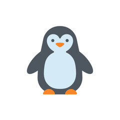 Cute penguin icon in flat style.