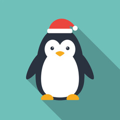 Cute penguin icon in flat style.