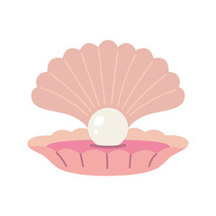 Open seashell with pearl inside.. Trendy modern vector illustration isolated on white background, hand drawn, flat design