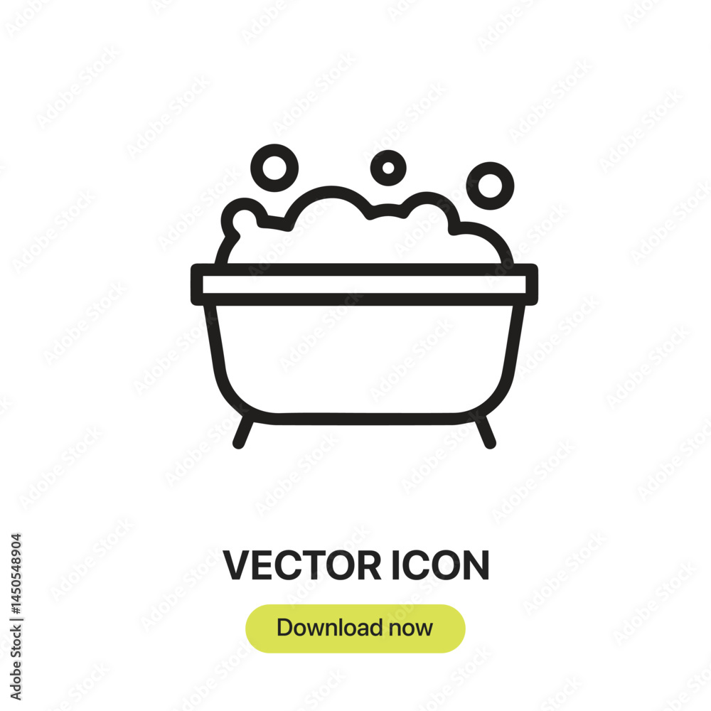 Fototapete Bathtub icon vector. Linear-style sign for mobile concept and web design. Bathtub symbol illustration. Pixel vector graphics - Vector.