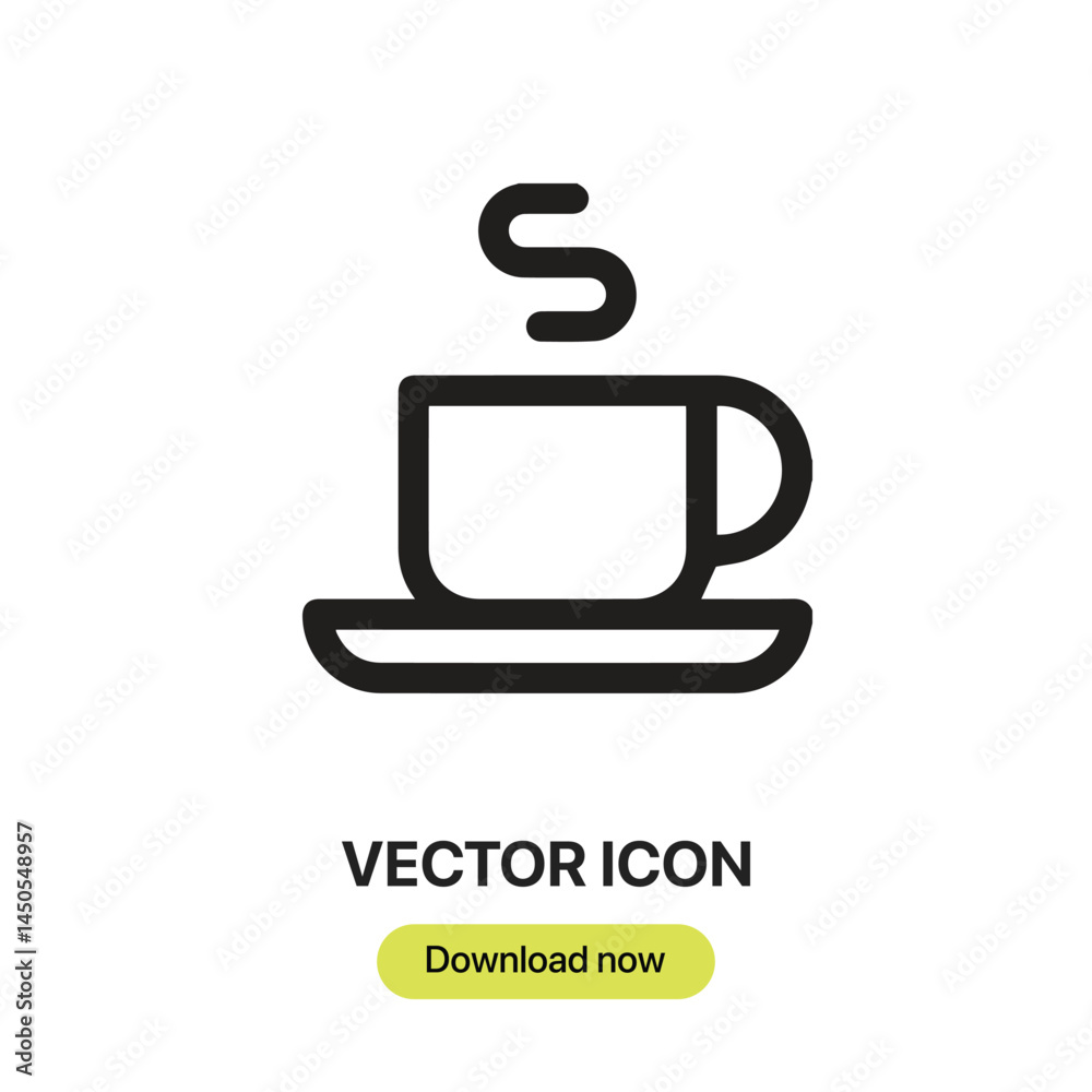 Fototapete Coffee Cup icon vector. Linear-style sign for mobile concept and web design. Coffee Cup symbol illustration. Pixel vector graphics - Vector.