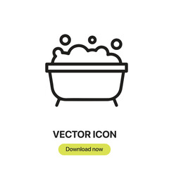 Bathtub icon vector. Linear-style sign for mobile concept and web design. Bathtub symbol illustration. Pixel vector graphics - Vector.