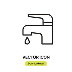 Water Tap icon vector. Linear-style sign for mobile concept and web design. Water Tap symbol illustration. Pixel vector graphics - Vector.