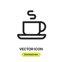 Coffee Cup icon vector. Linear-style sign for mobile concept and web design. Coffee Cup symbol illustration. Pixel vector graphics - Vector.