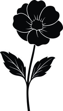 black flower silhouette on white background clip art preview