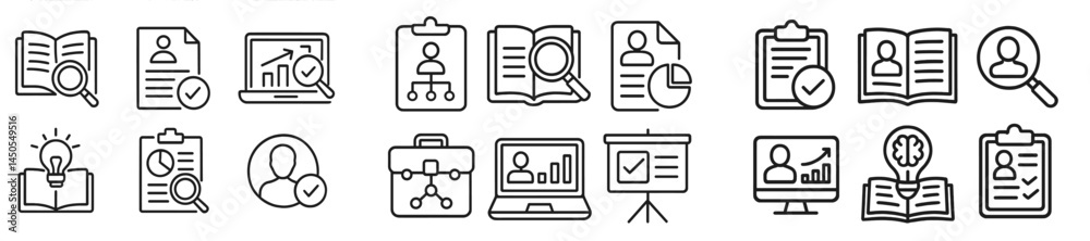 Poster Collection of web icons in line style representing various digital activities and concepts