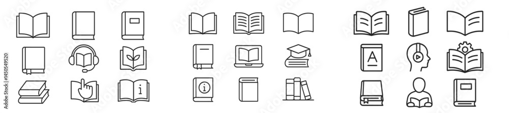 Aufkleber set of web icons featuring line style designs for educational and reading themes with various book a