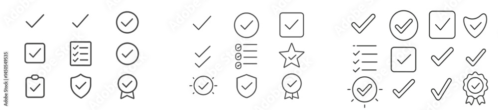 Poster Set of web icons in line style representing various tasks and achievements designed for digital use