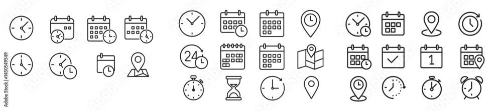 Aufkleber Versatile set of web icons in line style representing time management and navigation concepts